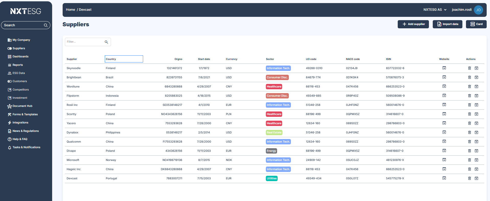 nxtESG suppliers example